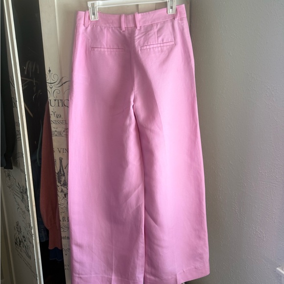NWT Reiss Raine Tailored Pink Wide-Leg Linen Blend Trouser Pants - Picture 7 of 16